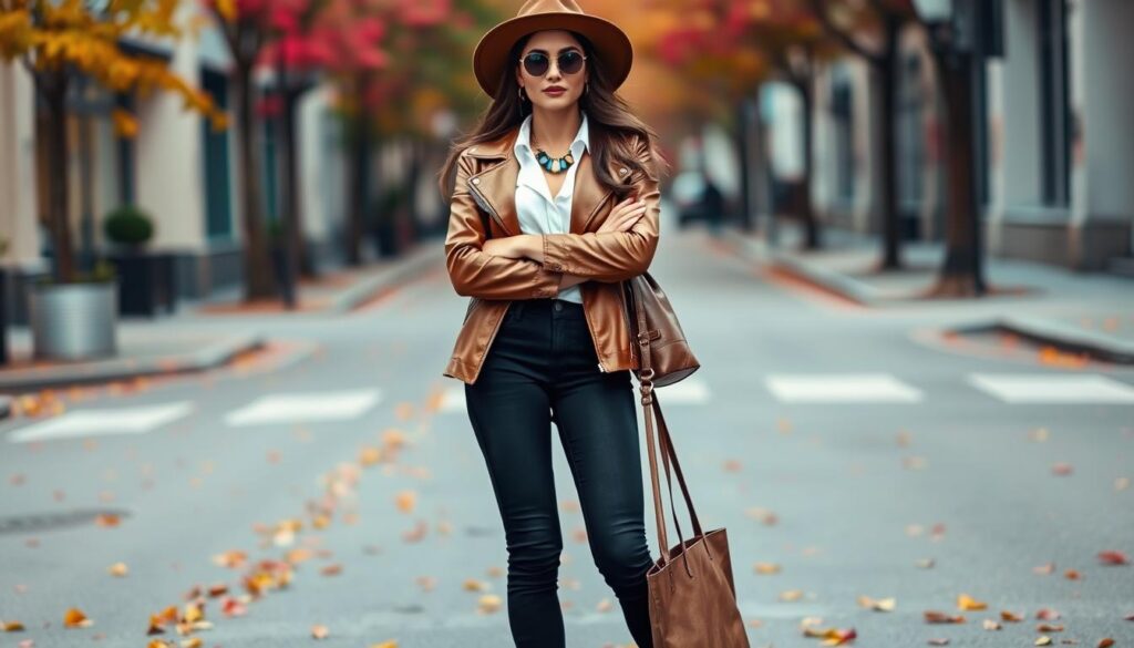 Accessorizing Brown Leather Jacket